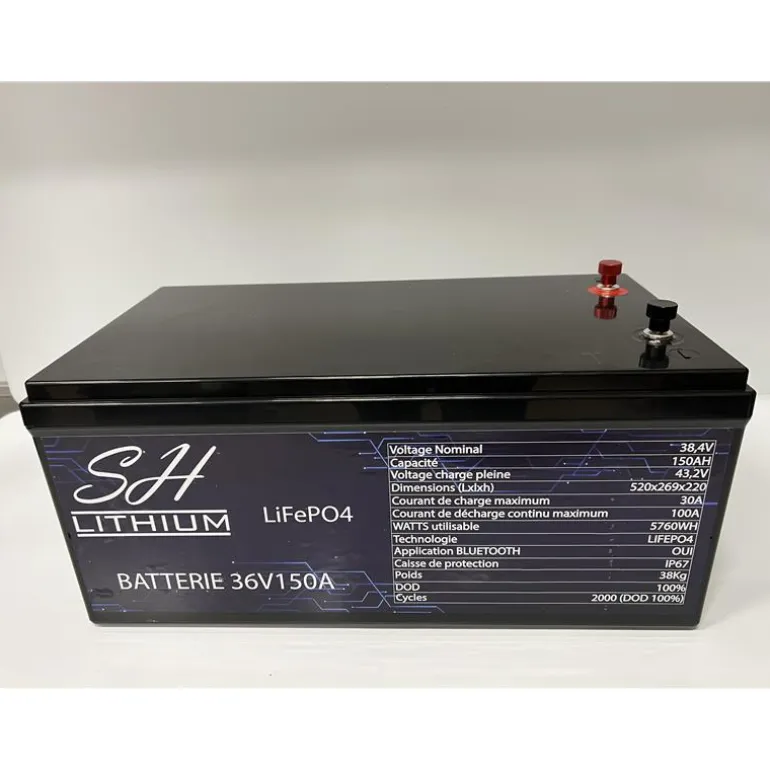 Batterie Lithium Sh Lithium Lifeop4 Format Caisse Bluetooth 36V150amp + Chargeur
