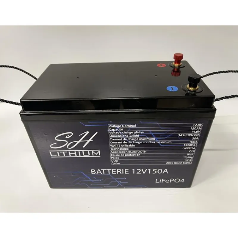 SH Lithium Batterie Lithium Lifeop4 Format Caisse Bluetooth 12V150amp + Chargeur
