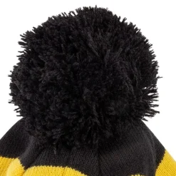 Black Cat Bonnet Bobble Hat - Noir/Jaune