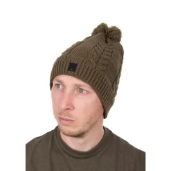 Bonnet Fox Knitted Bobble - Kaki