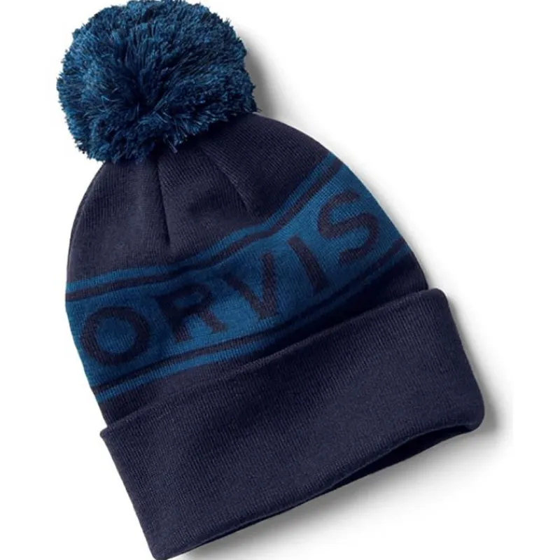 Orvis Bonnet Logo Pom Beanie - Navy Blue