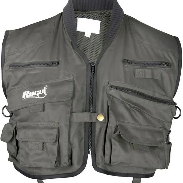 Gilet De Pêche Ragot Court 12 Poches - Kaki