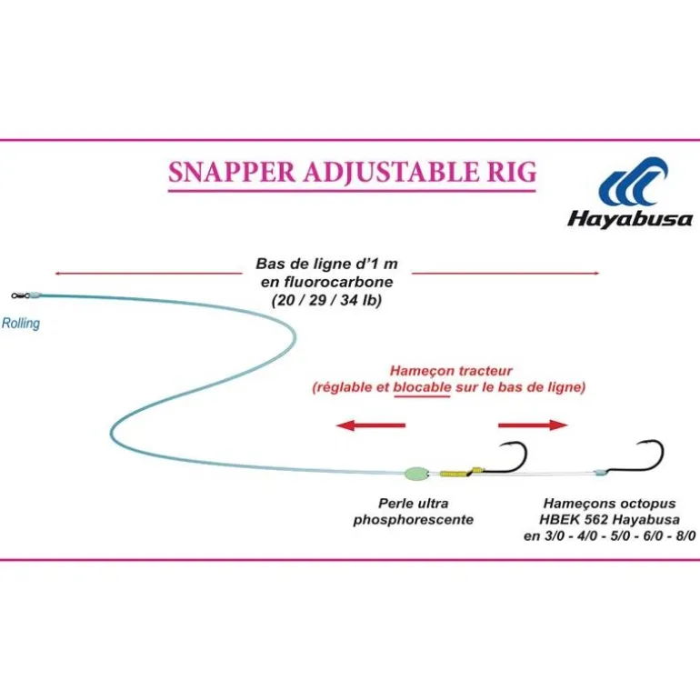 Hamecon Monté Hayabusa Snapper Adjustable Rig Ex304