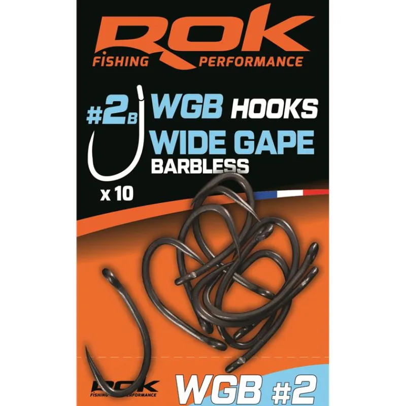 Rok Fishing Hamecon Simple Barbless Wide Gape - Par 10