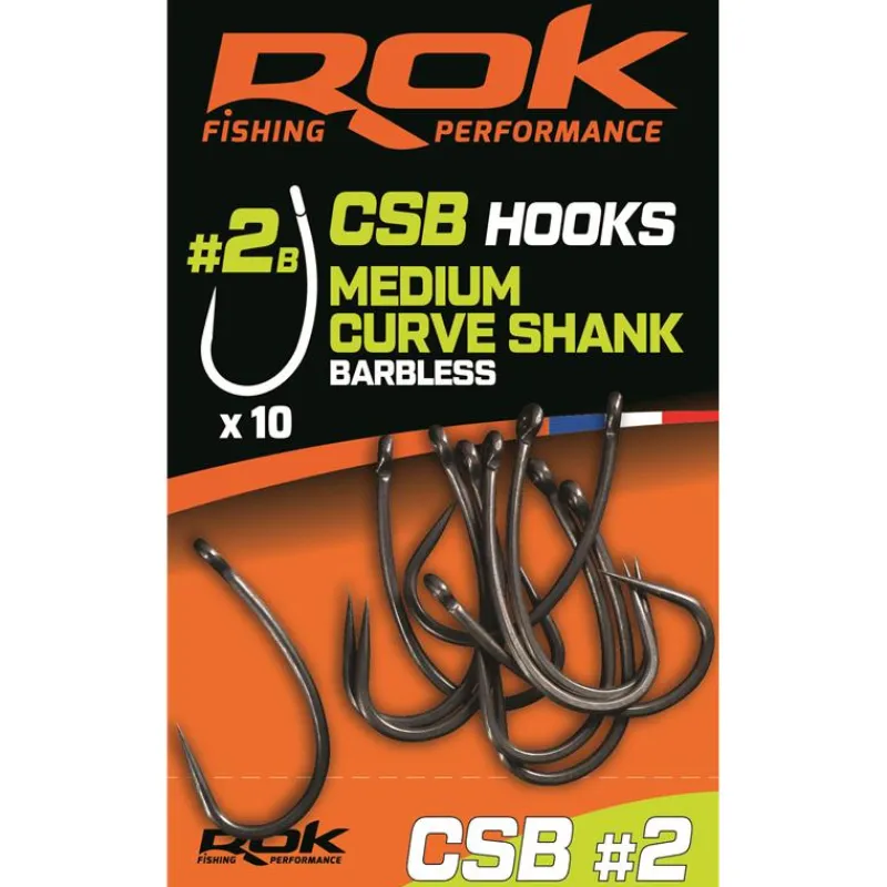 Rok Fishing Hamecon Simple Barbless Medium Curve Shank - Par 10