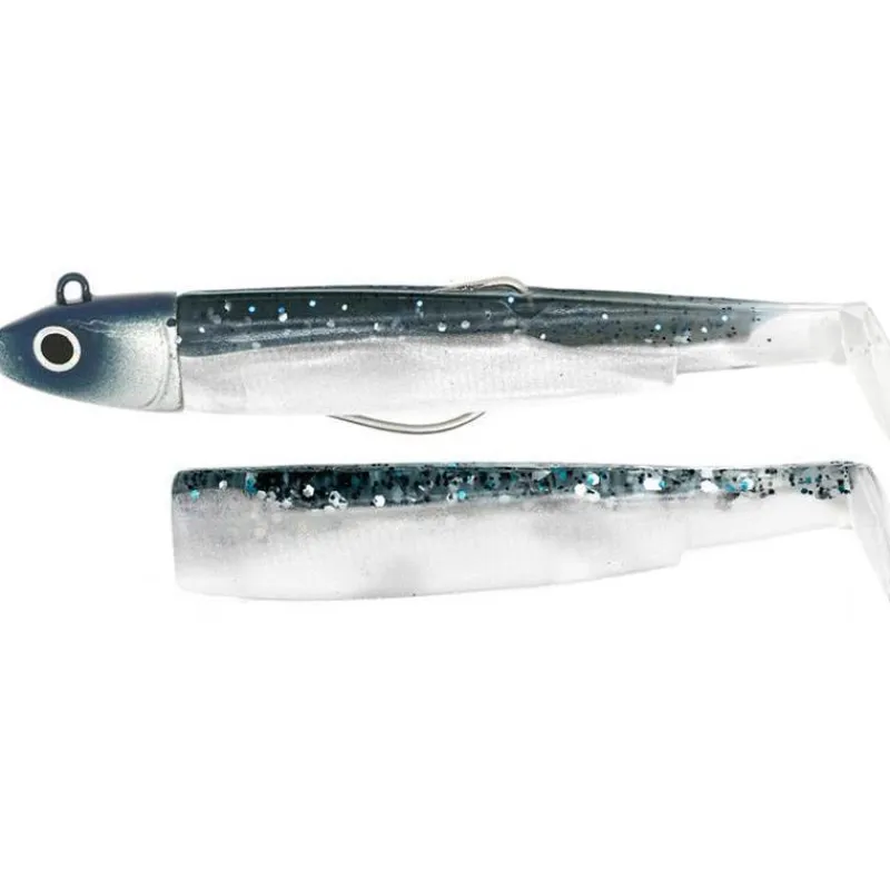 Fiiish Kit Leurre Souple Arme Combo Black Minnow 90 + Tete Plombee Off Shore