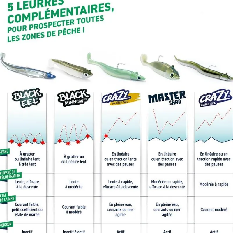 Fiiish Kit Leurre Souple Arme Double Combo Black Minnow 120 + Tete Plombee Shore