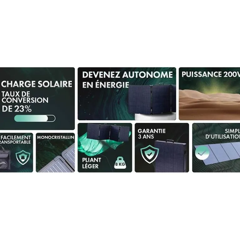 Panneau Solaire Pliant Cadré Orium 200W