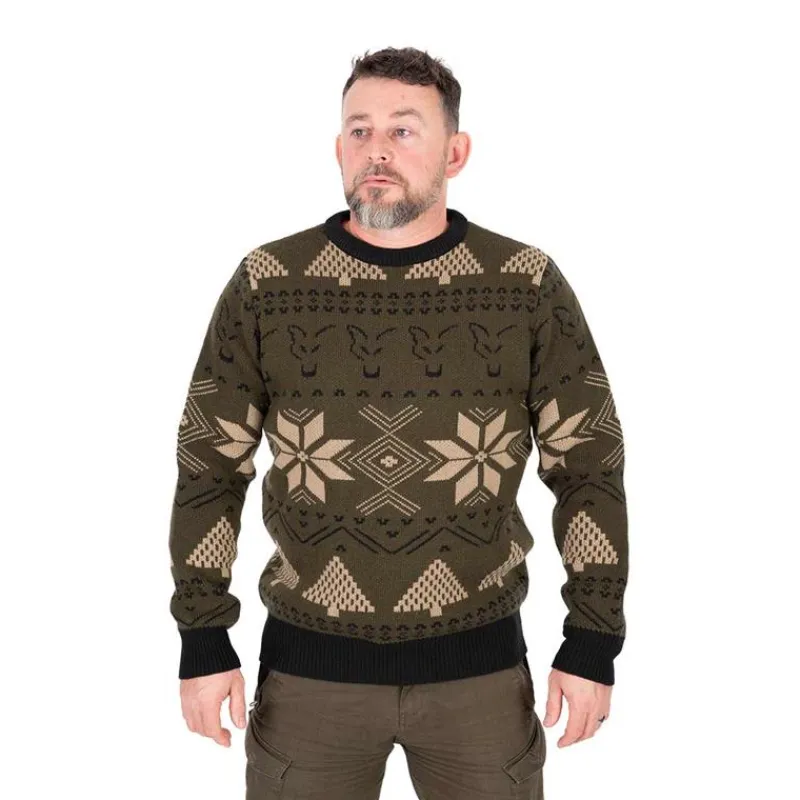 Fox Pull Homme Festive Jumper - Kaki