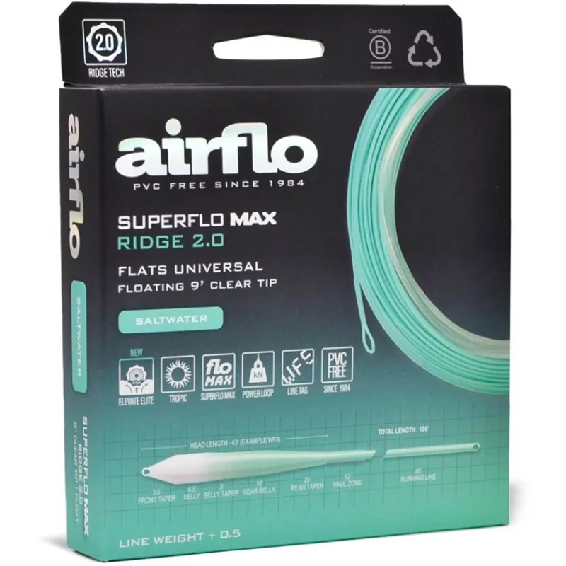Airflo Soie Mouche Superflo Max Ridge 2. Flats Universal Clear Tip Fly Line
