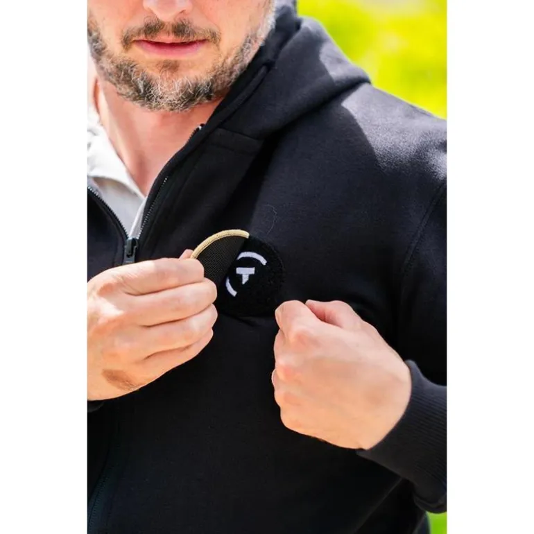 Sweat À Capuche Zippé Pêche Personnalisable Sur Vos Traces - Noir