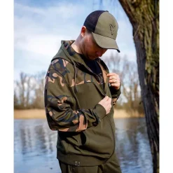 Fox Sweat Homme Lw Khaki/Camo Split Zip Hoody - Kaki/Camo