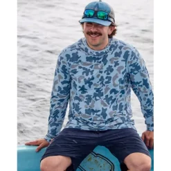 Orvis Sweat Homme Sun Defense L/S Hoodie - Bleu Camo