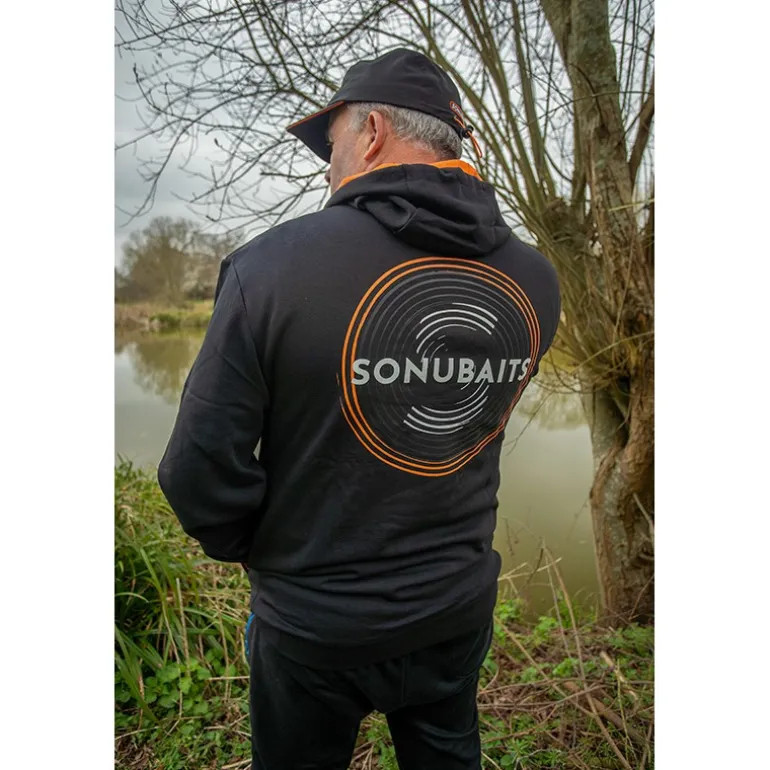 Sweat Homme Sonubaits 1/4 Zip Hoodie With Phone Pocket - Noir/Orange
