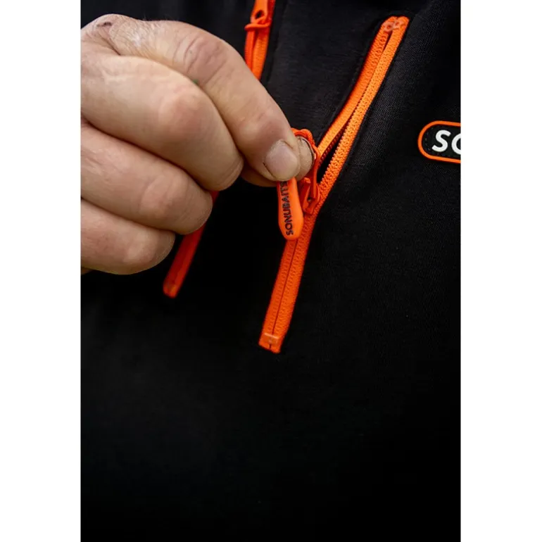 Sweat Homme Sonubaits 1/4 Zip Hoodie With Phone Pocket - Noir/Orange