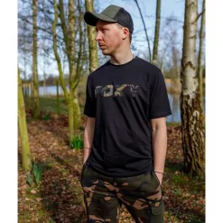 Tee Shirt Manches Courtes Homme Fox Black/Camo Logo T-Shirt - Noir