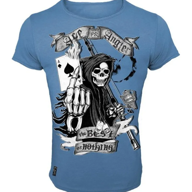 Hot Spot Design Tee Shirt Manches Courtes Homme Ace Angler - Bleu