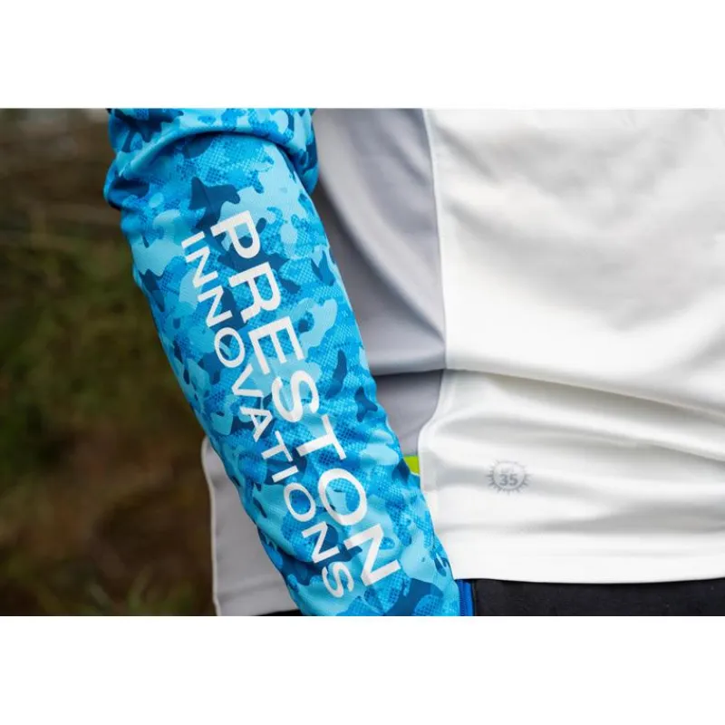 Preston Innovations Tee Shirt Manches Longues Homme Performance Sun Shirt Upf-35 - Blanc/Bleu