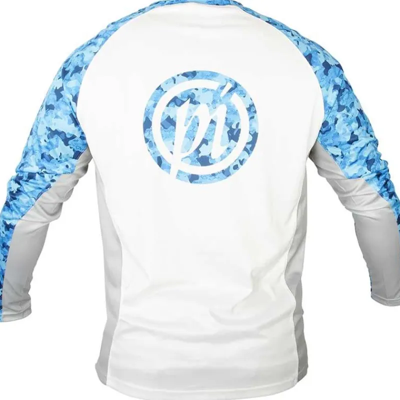 Preston Innovations Tee Shirt Manches Longues Homme Performance Sun Shirt Upf-35 - Blanc/Bleu