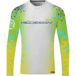 Tee Shirt Manches Longues Homme Hot Spot Design Ocean Performance Dorado - Blanc/Jaune