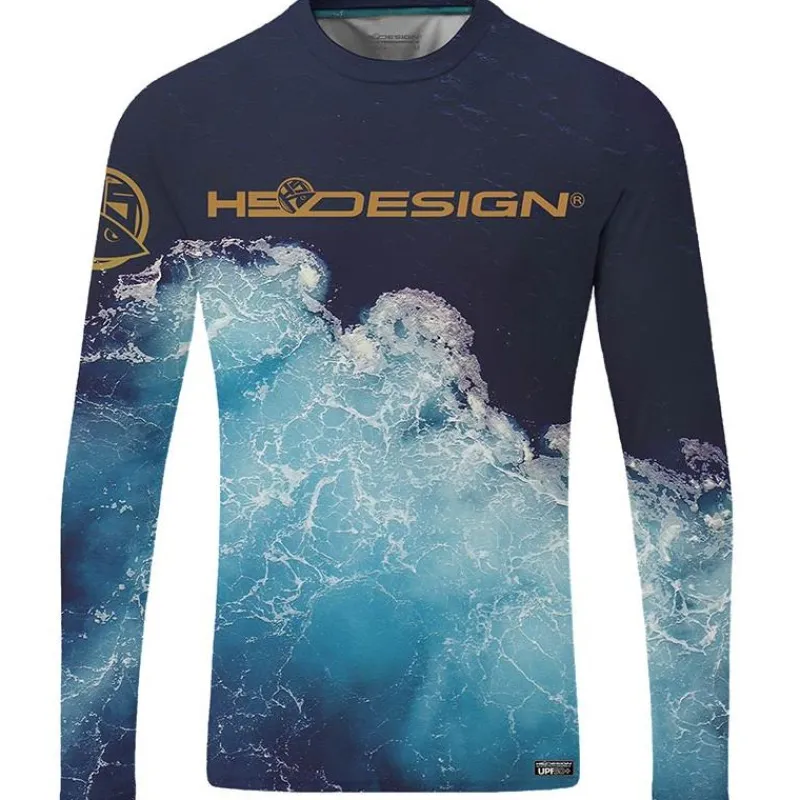 Hot Spot Design Tee Shirt Manches Longues Homme Ocean Performance - Bleu