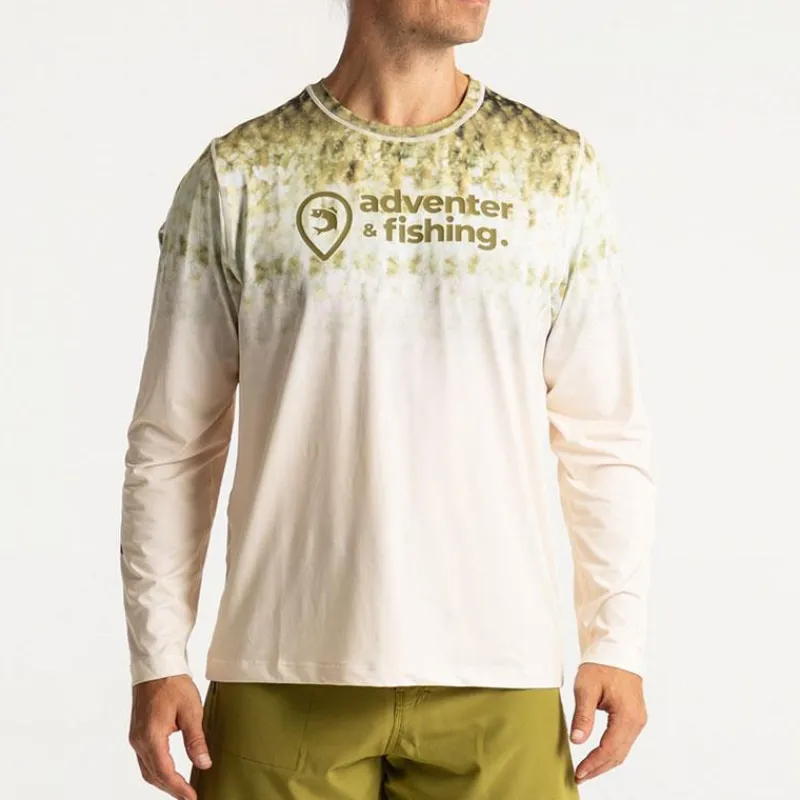Adventer & Fishing Tee Shirt Manches Longues Homme Bozed Anti Uv - Black Bass