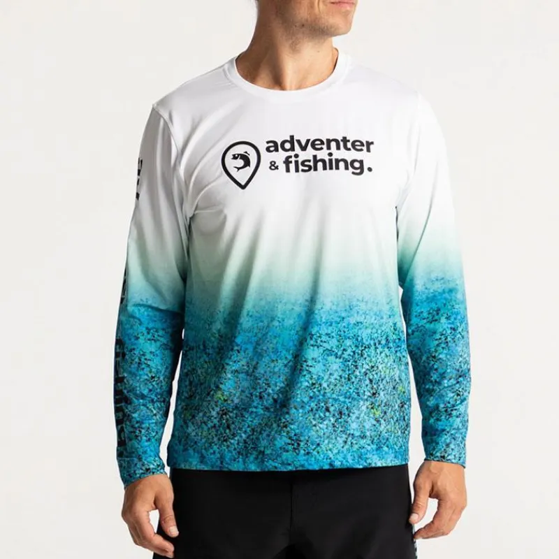 Adventer & Fishing Tee Shirt Manches Longues Homme Bozed Anti Uv - Bleu