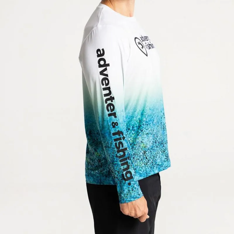 Adventer & Fishing Tee Shirt Manches Longues Homme Bozed Anti Uv - Bleu