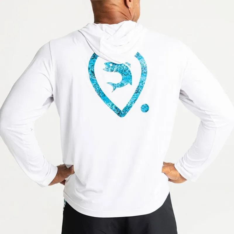 Adventer & Fishing Tee Shirt Manches Longues Homme Golon Anti Uv - Blanc/Bleu