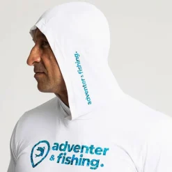 Adventer & Fishing Tee Shirt Manches Longues Homme Golon Anti Uv - Blanc/Bleu