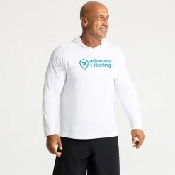 Adventer & Fishing Tee Shirt Manches Longues Homme Golon Anti Uv - Blanc/Bleu