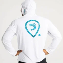 Adventer & Fishing Tee Shirt Manches Longues Homme Golon Anti Uv - Blanc/Bleu