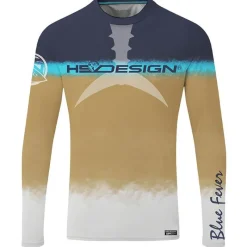 Hot Spot Design Tee Shirt Manches Longues Homme Ocean Performance Tuna - Bleu/Gold