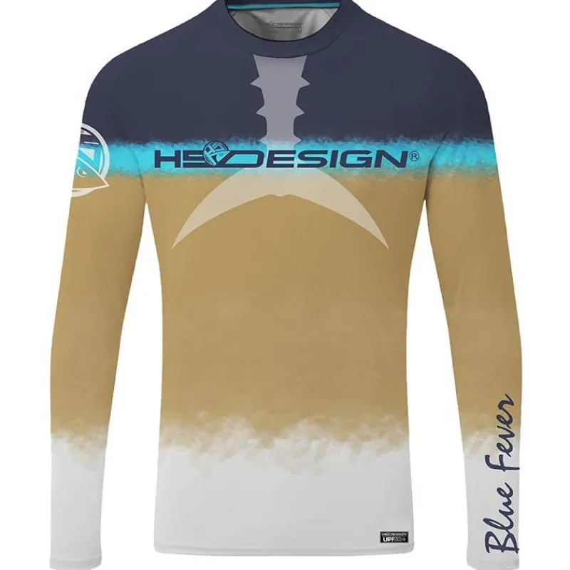 Hot Spot Design Tee Shirt Manches Longues Homme Ocean Performance Tuna - Bleu/Gold