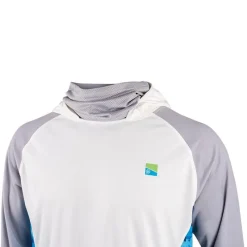 Preston Innovations Tee Shirt Manches Longues Homme Performance Hooded Sun Shirt Upf-40 - Blanc/Gris