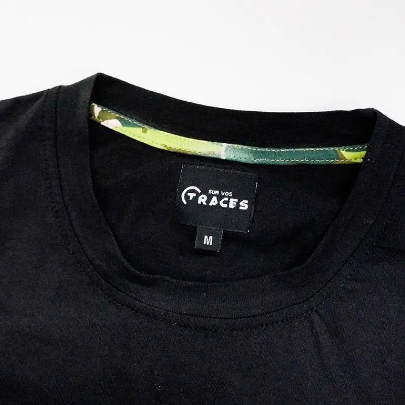Sur vos traces Tee Shirt Pêche Personnalisable - Noir