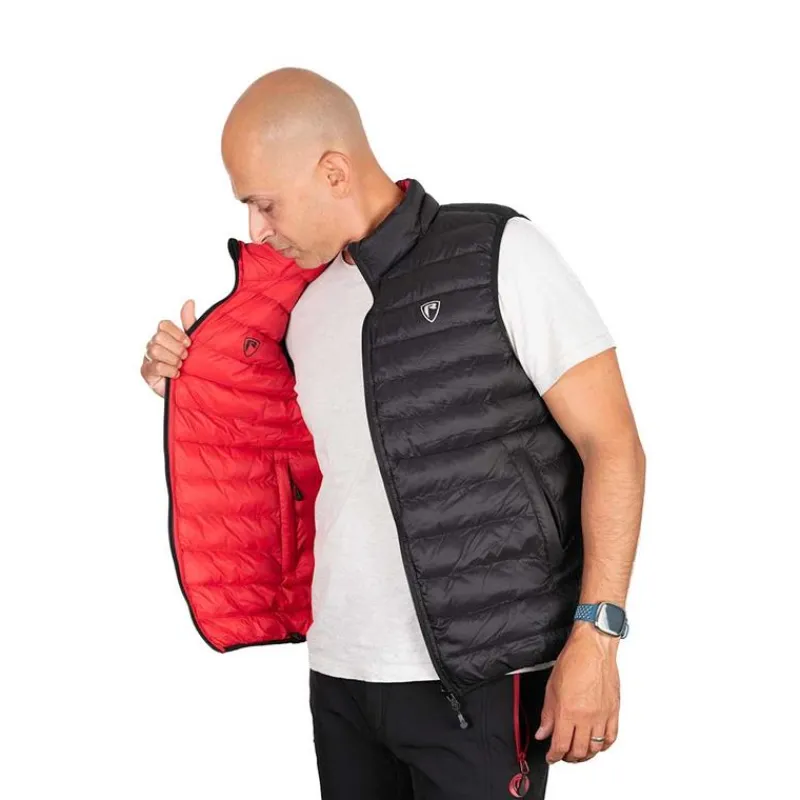 Fox Rage Veste Sans Manche Homme Pro Series Reversible Lightweight Quilted Gilet - Noir/Rouge