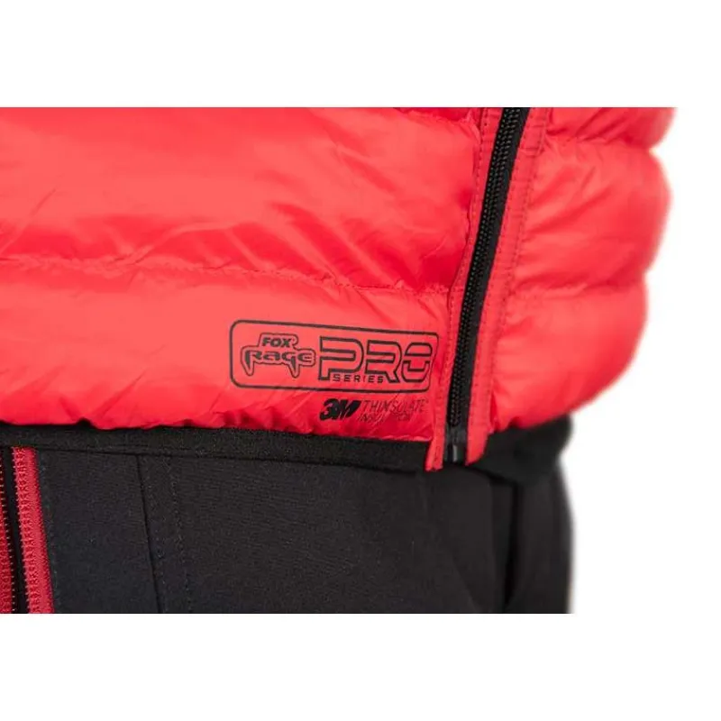 Fox Rage Veste Sans Manche Homme Pro Series Reversible Lightweight Quilted Gilet - Noir/Rouge